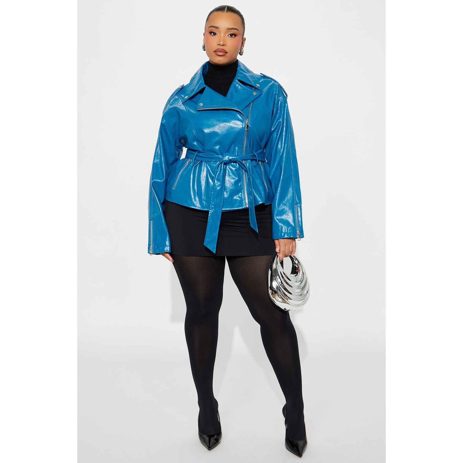 Other Moving On Faux Leather Moto Jacket - Teal - Size 1X Size XL / US 12-14 / IT 48-50 - 7 Thumbnail