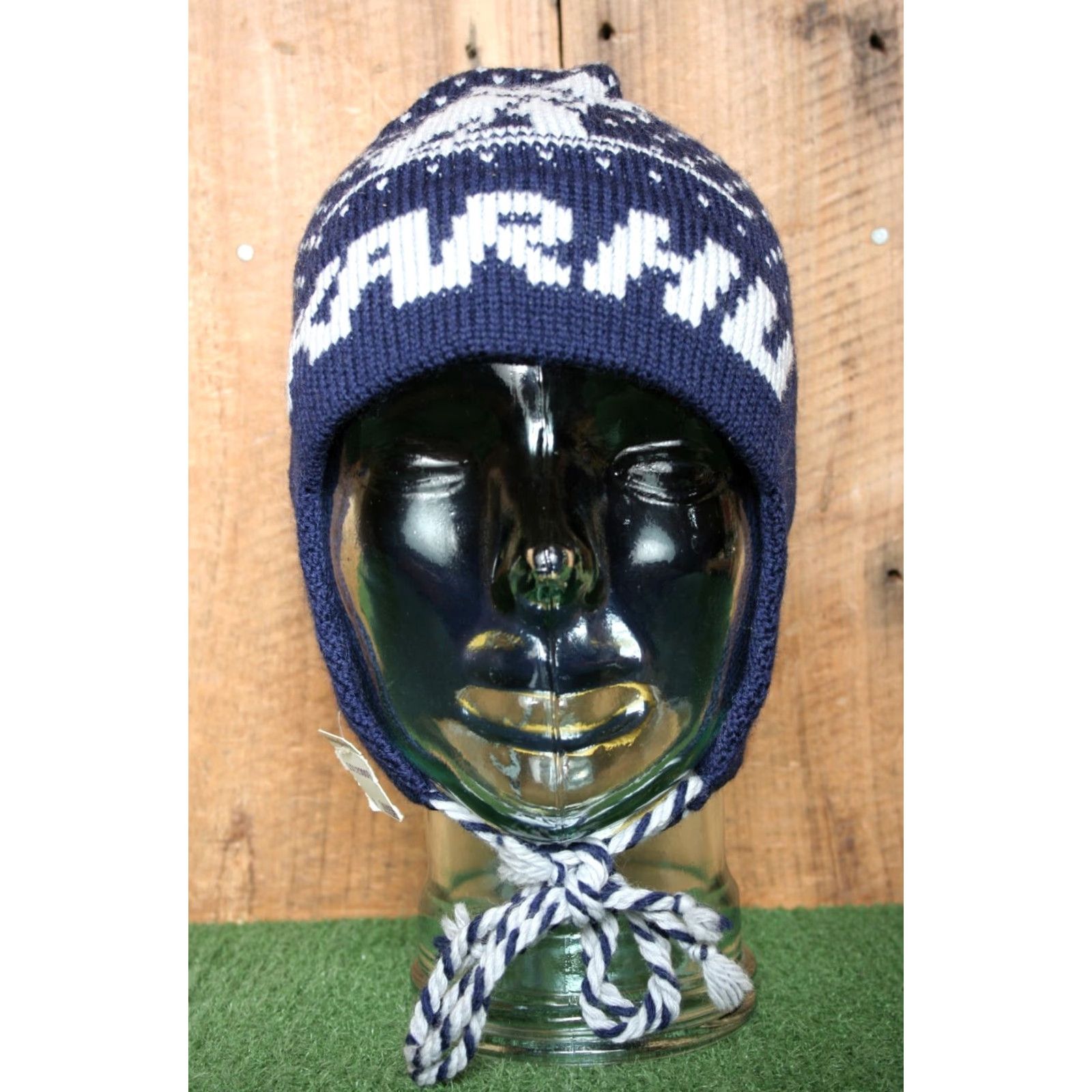 Karhu VINTAGE Mad Hatters Skiing Bear Logo Wool Beanie Winter Hat Adult One Size Blue White Mens Womens Unisex Size ONE SIZE - 2 Thumbnail
