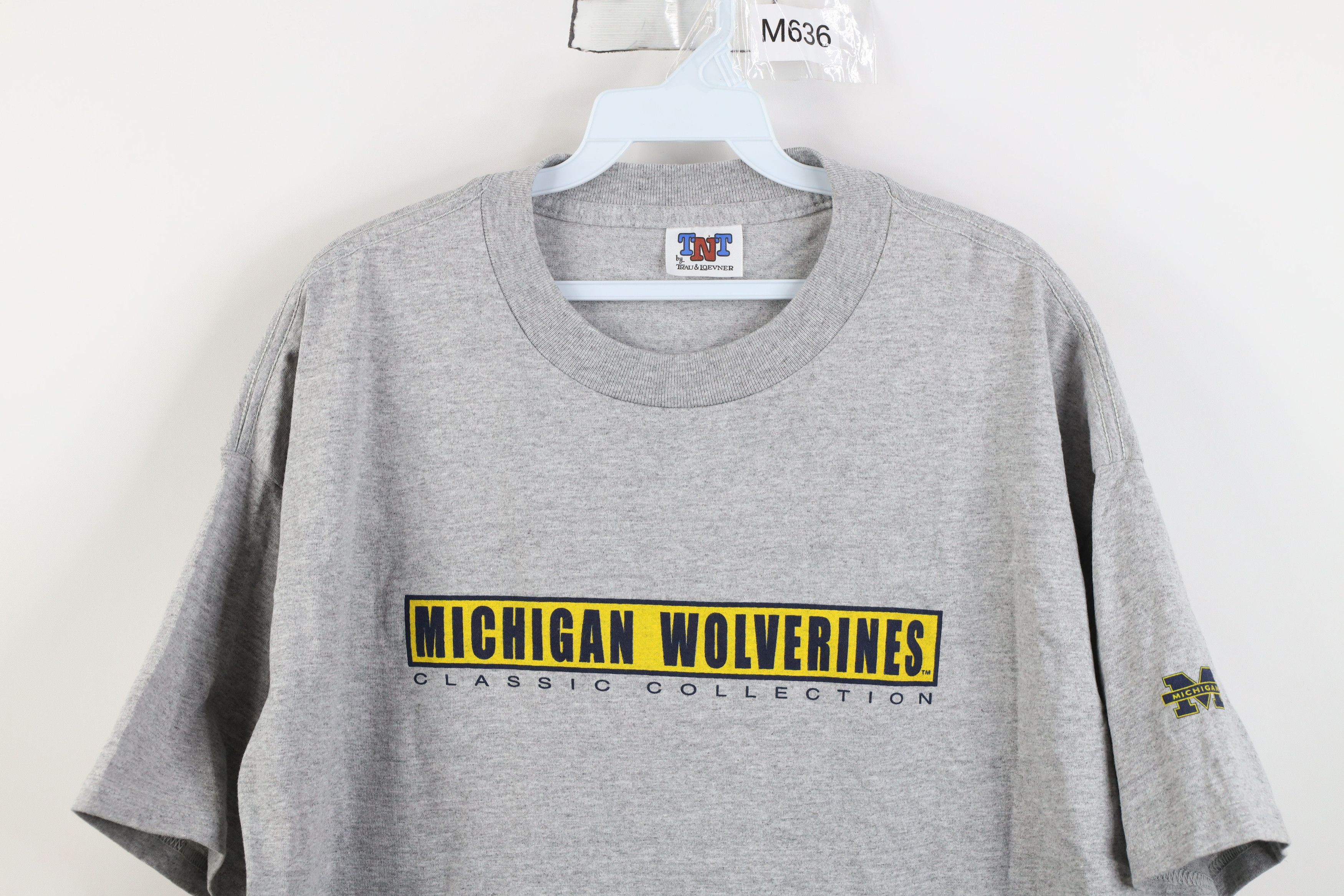 Vintage Vintage 90s University of Michigan Short Sleeve T-Shirt Gray Size US L / EU 52-54 / 3 - 2 Thumbnail