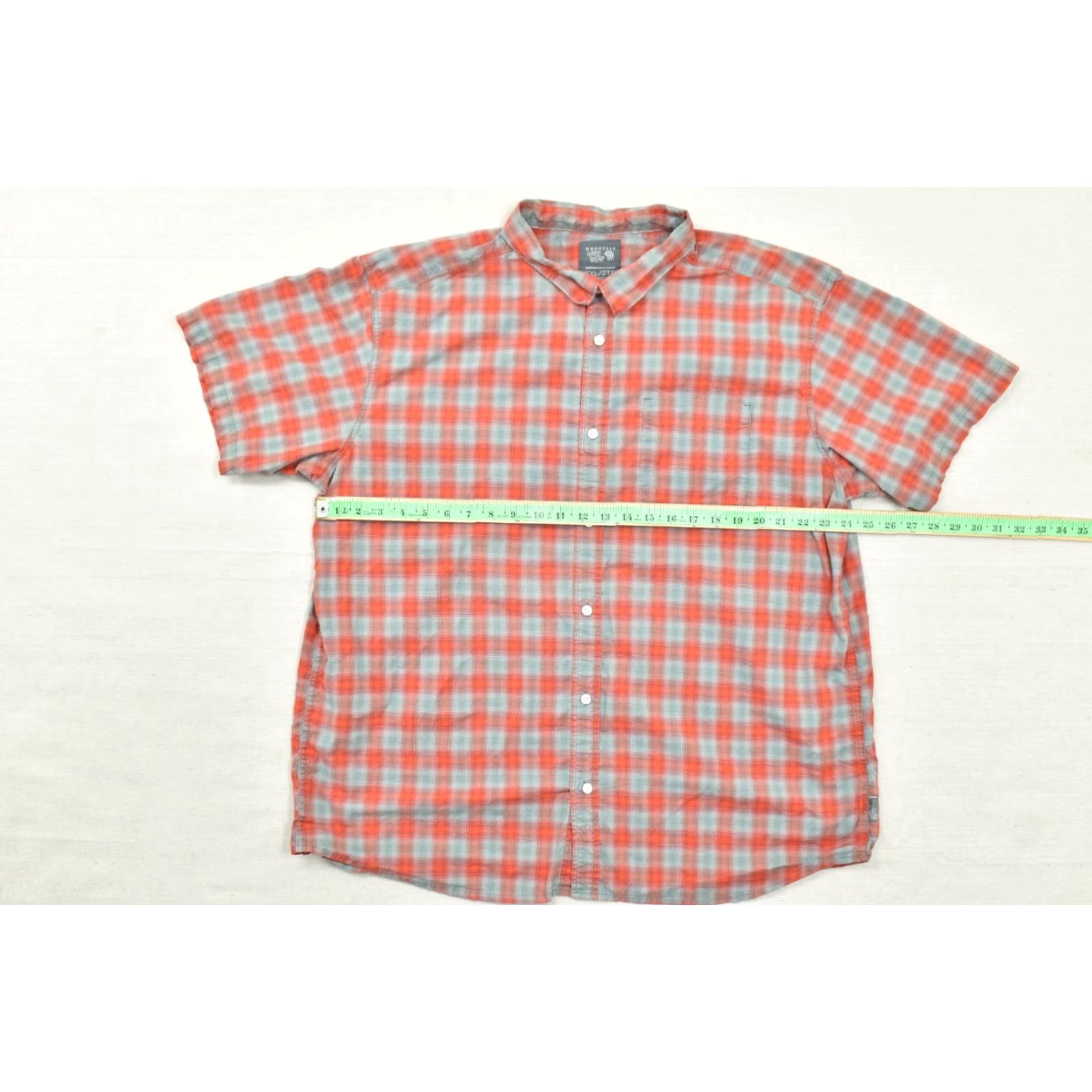 Mountain Hardwear Mountain Hardwear Shirt Mens XXL Gray Orange Plaid Short Sleeve Hiking Outdoor Button-Up Collared Pocketed Casual Outdoor Size US XXL / EU 58 / 5 - 8 Thumbnail