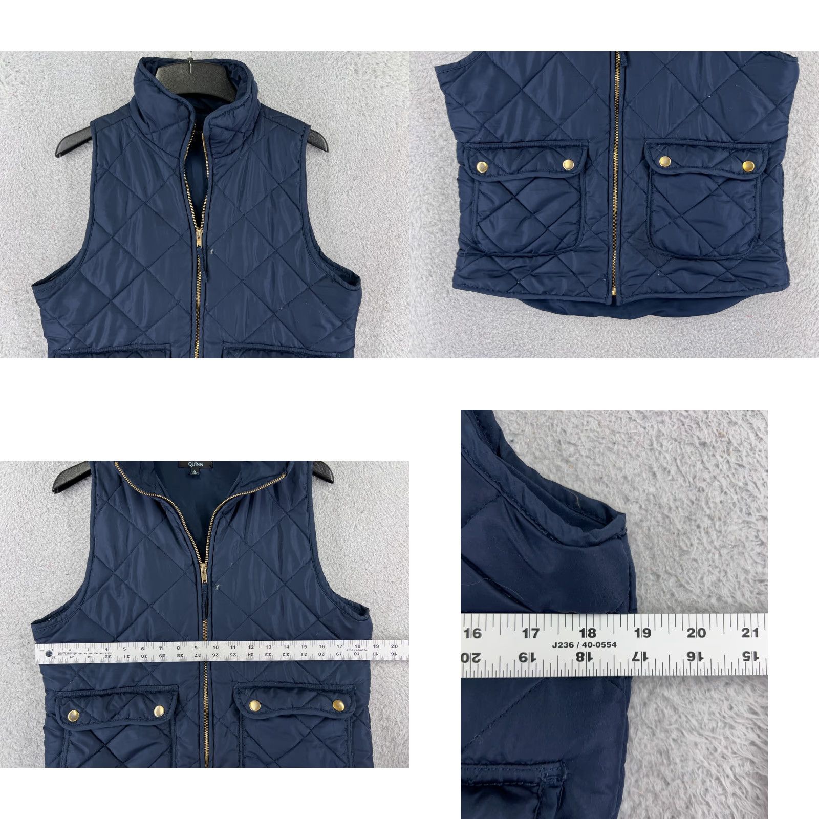 Vintage Quinn Vest Womens Blue Medium Full Zip 100% Polyester Quilted Pockets Mock Neck Size M / US 6-8 / IT 42-44 - 8 Thumbnail