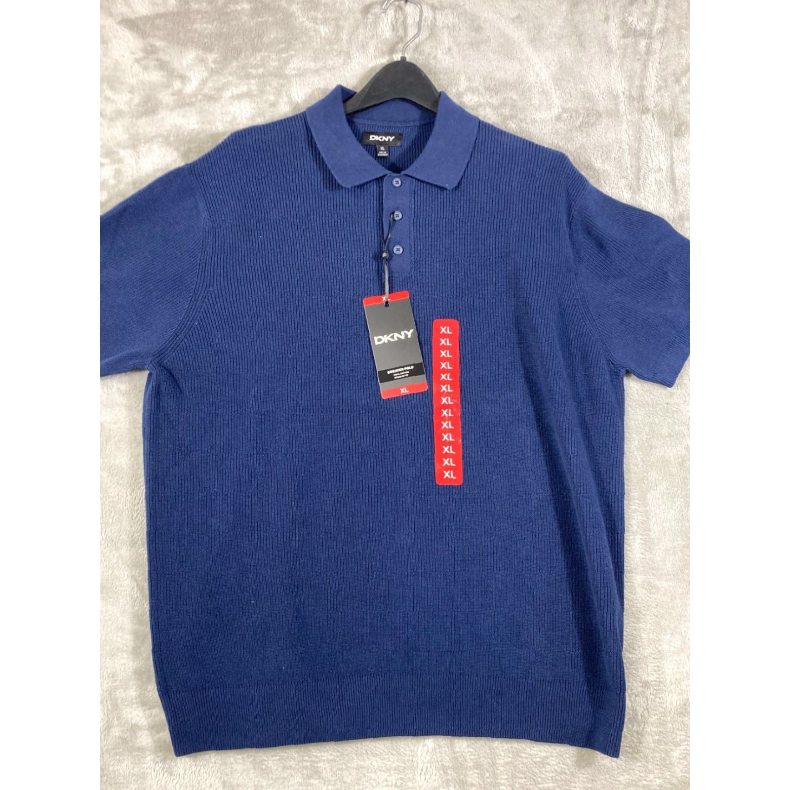 DKNY DKNY Polo Shirt Mens XL Blue 100% Cotton Short Sleeve Ribbed Knit NWT Size US XL / EU 56 / 4 - 3 Thumbnail