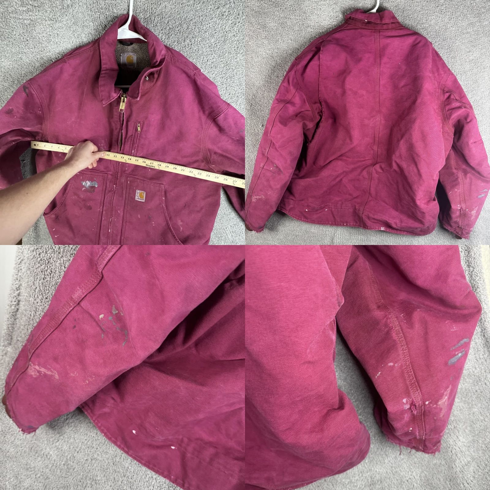 Carhartt VINTAGE Carhartt Jacket Mens XL Pink Canvas Duck Sherpa Lined Full Zip Workwear Bomber Size US XL / EU 56 / 4 - 9 Thumbnail