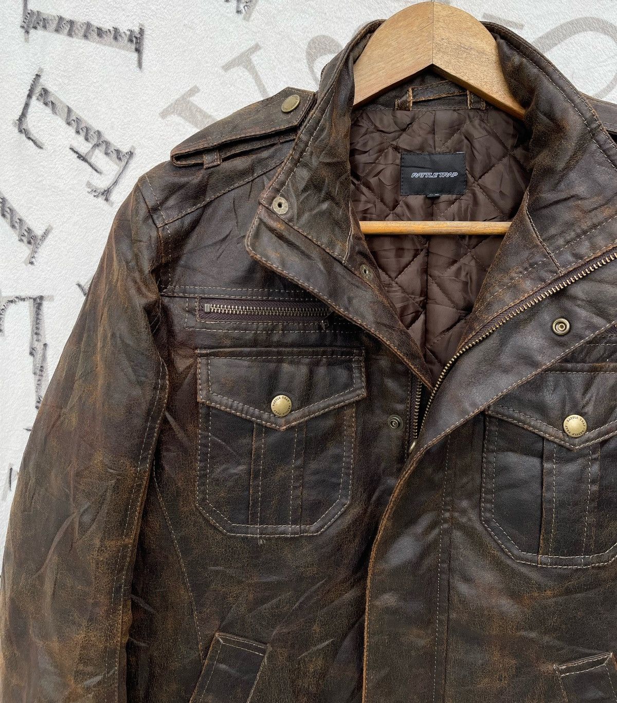 14th Addiction × Japanese Brand × KMRii 🔥Vintage Rattle Trap Synthetic Leather Raiders Wax Jacket Size US M / EU 48-50 / 2 - 6 Thumbnail