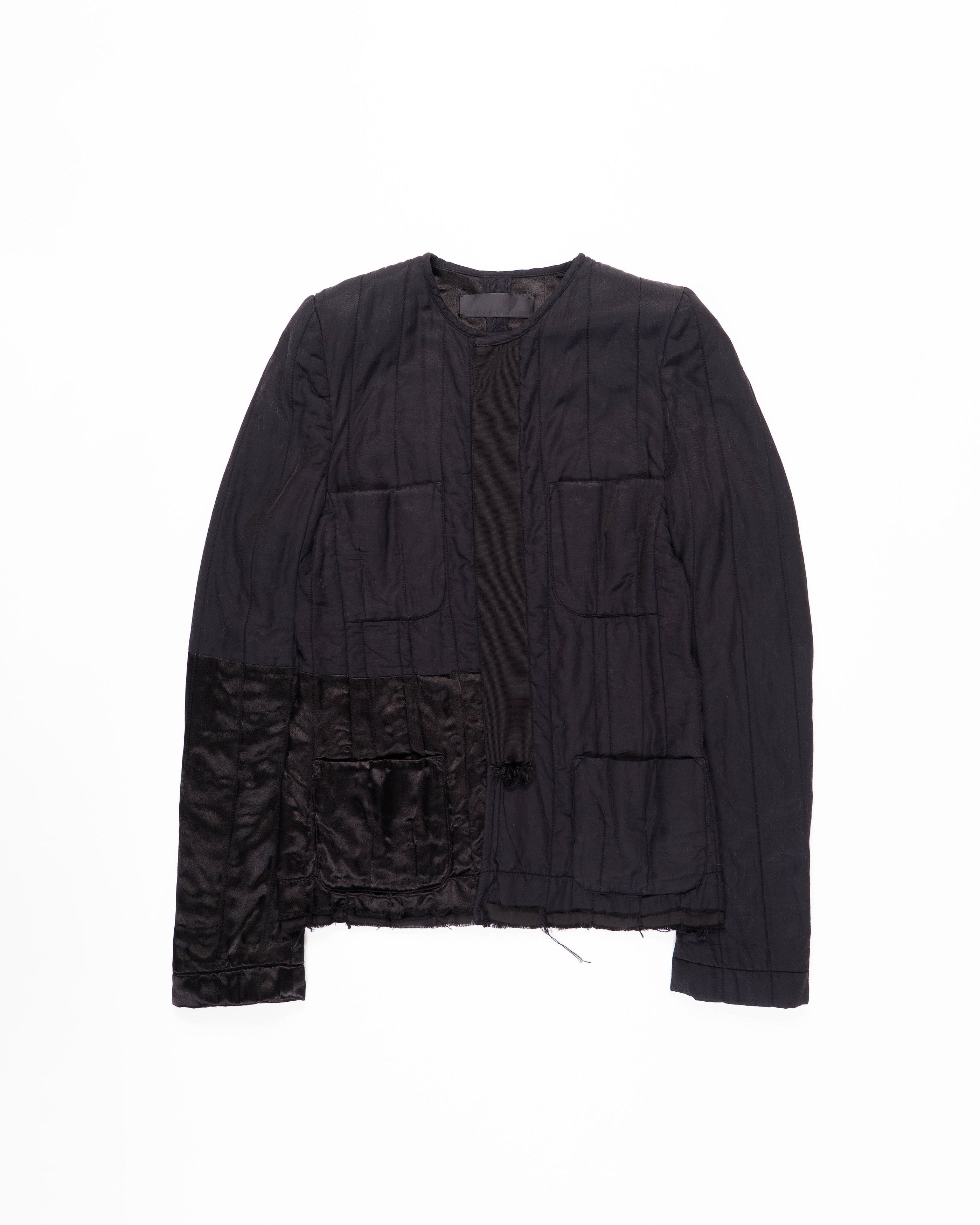 Haider Ackermann FW18 Distressed Round Shoulder Jacket in Black Silk Satin Size XS / US 0-2 / IT 36-38 - 1 Thumbnail
