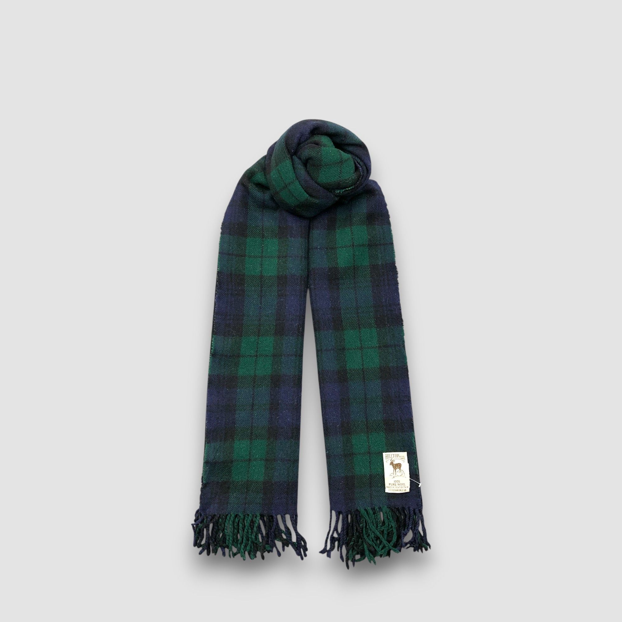 Japanese Brand Vintage Hilltop Scarf Plaid Tartan Check Wool Scarves Size ONE SIZE - 1 Thumbnail