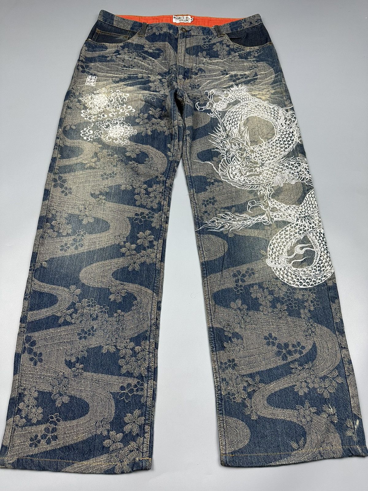 If Six Was Nine 🔥Rare🔥Karakuri Tamashi Over Embroidered Denim Size US 38 / EU 54 - 3 Thumbnail