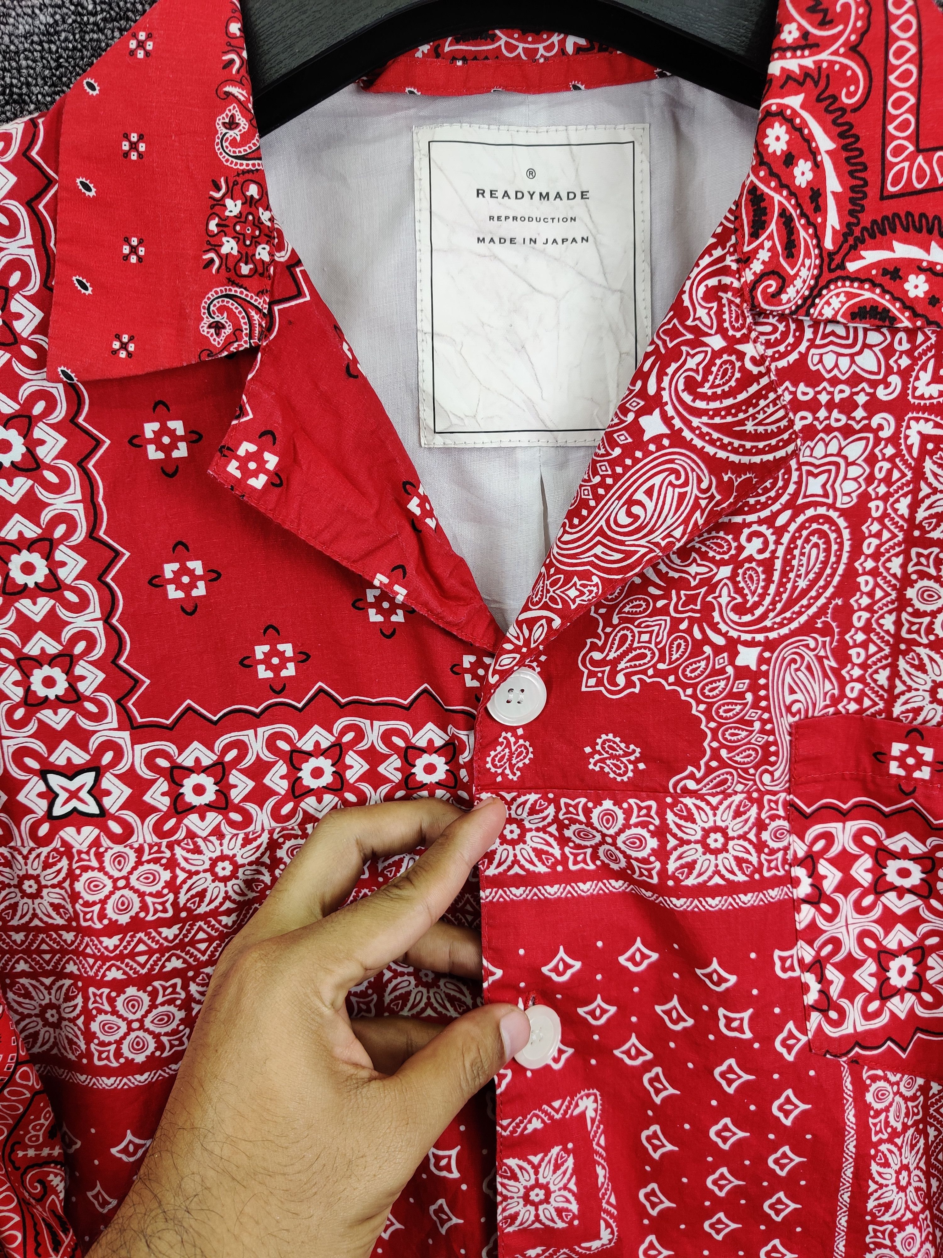 Nice❗Vintage READYMADE Bandana Red Shirts Button Ups