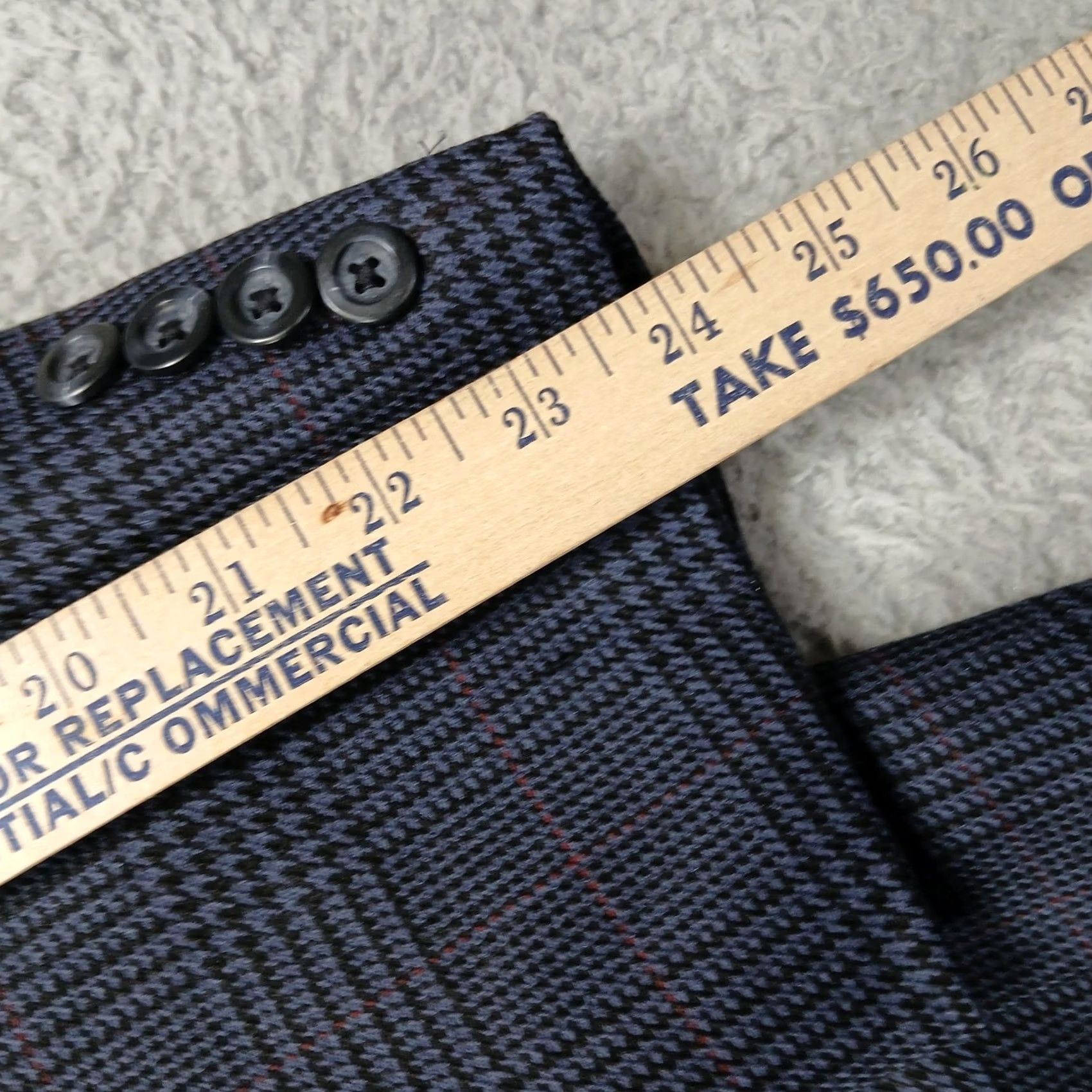 Vintage VINTAGE Tom James Blazer Gray Glen Plaid Wool Two Button Tailored USA Mens 44R Size 44R - 7 Thumbnail