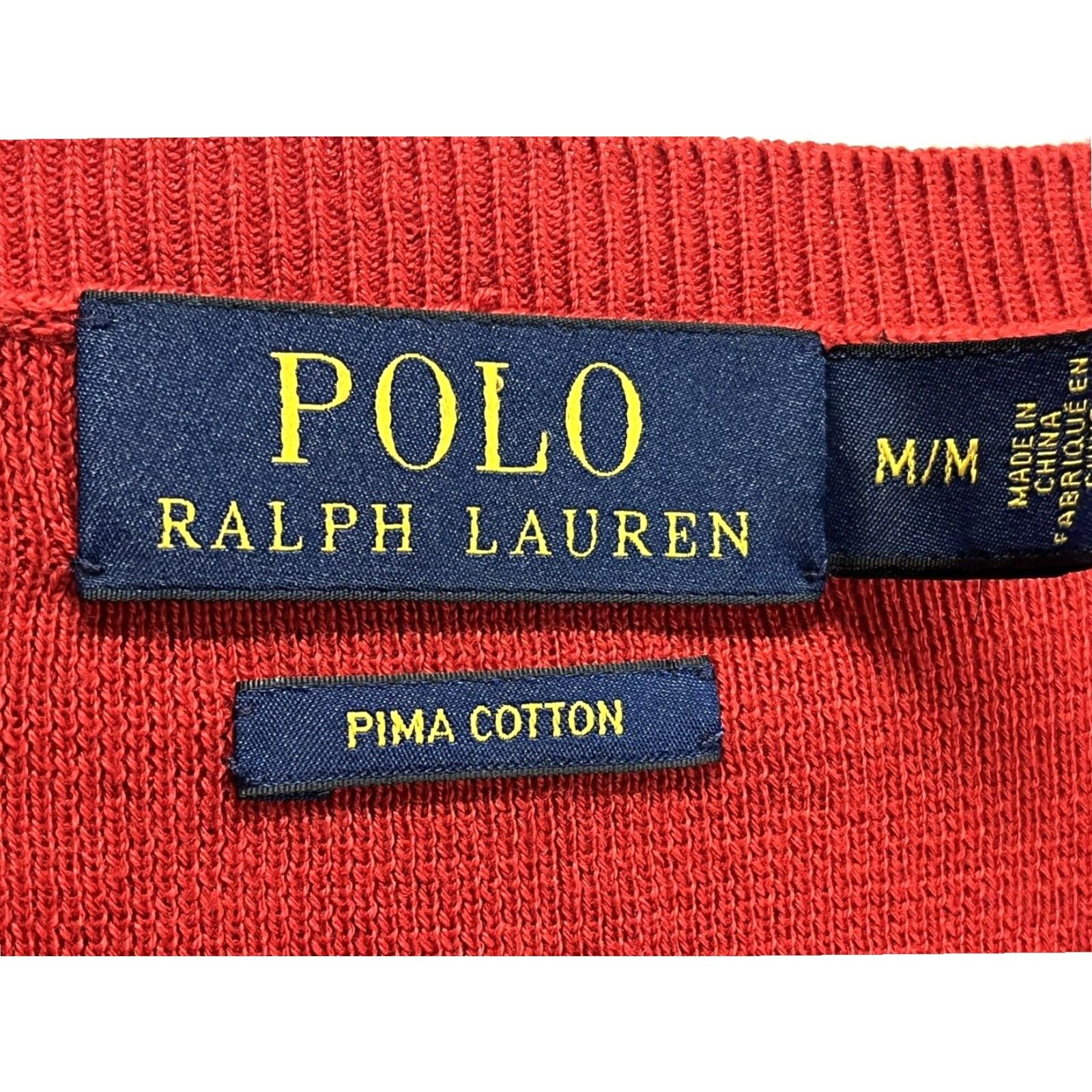 Polo Ralph Lauren Polo Ralph Lauren Red V-Neck Sweater Mens Large Cotton Pullover Size US L / EU 52-54 / 3 - 4 Thumbnail
