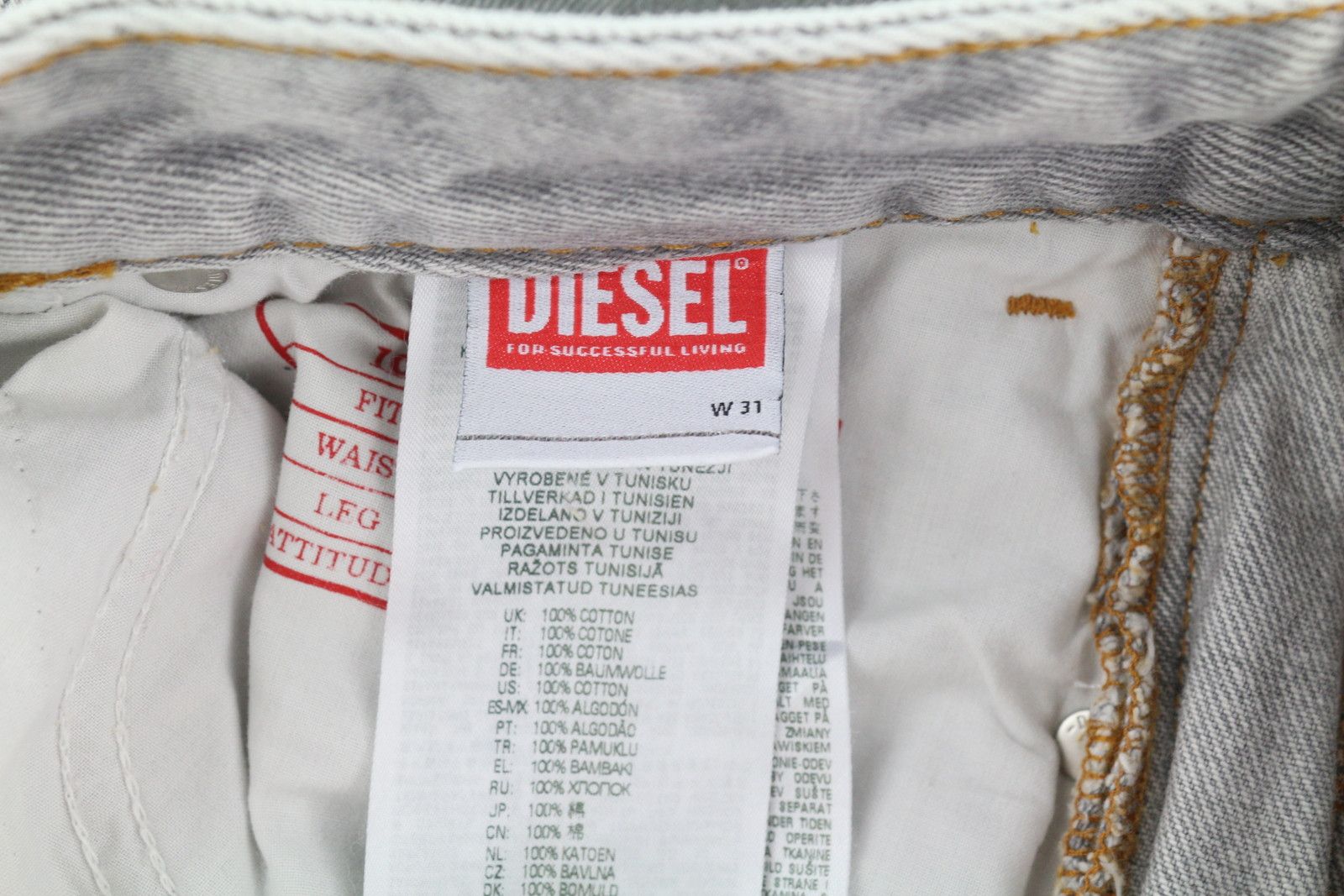 Diesel 1955-FS2 007F8 W31/L34 Side Zip Regular Straight 85390 Size US 31 - 9 Thumbnail