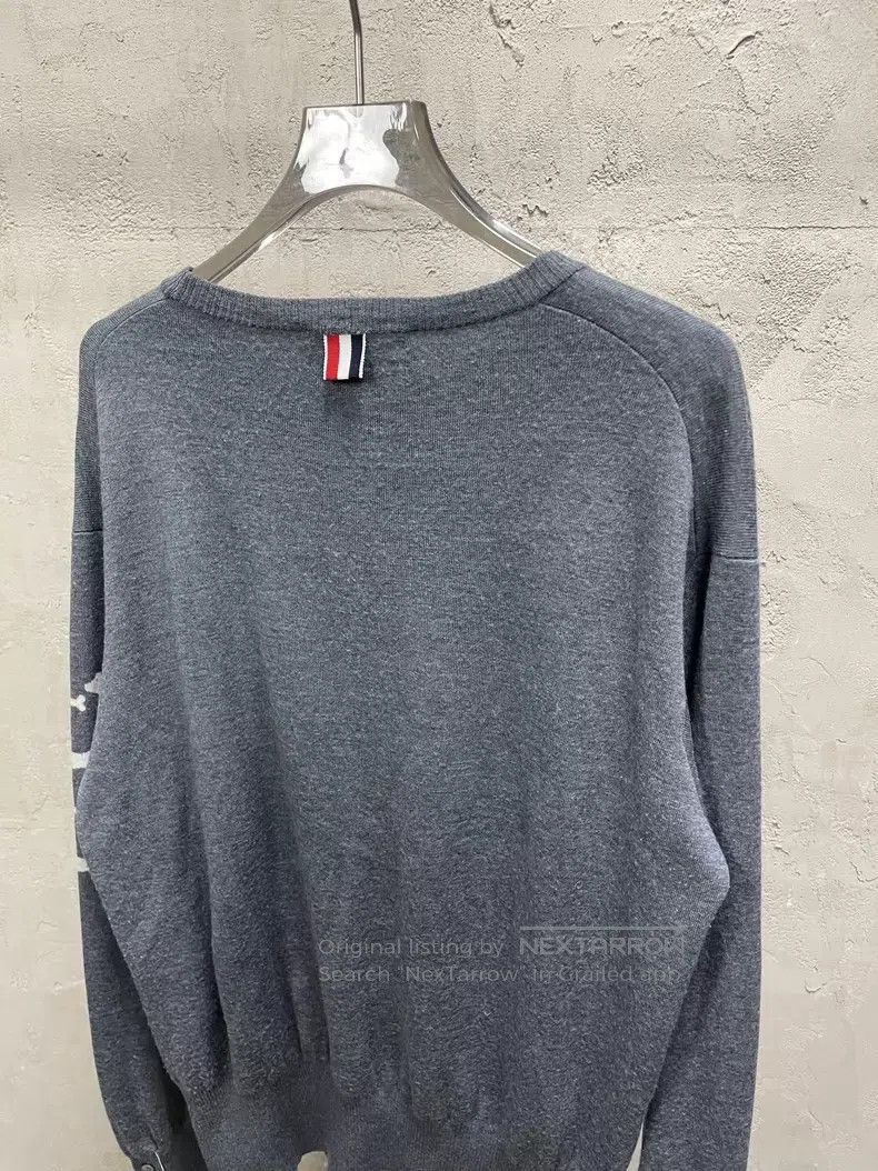 Thom Browne Thom Browne Grey puppy sweater with four stripes, woolen r Size US L / EU 52-54 / 3 - 4 Thumbnail