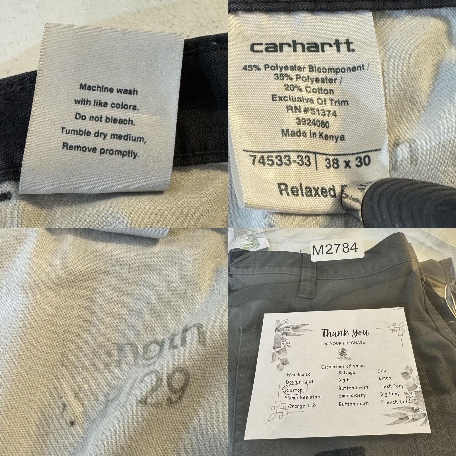 Carhartt Carhartt Pants Mens 38x29 Gray Ripstop Relaxed Fit Work Utility Zip Pocket Size US 38 / EU 54 - 8 Thumbnail