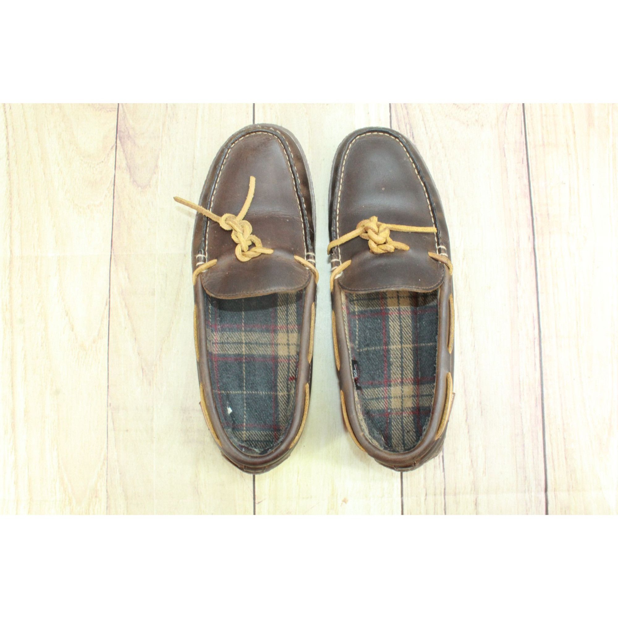 L.L. Bean LL Bean Men’s Handsewn Leather Flannel-Lined Slippers Size US 10 / EU 43 - 7 Thumbnail
