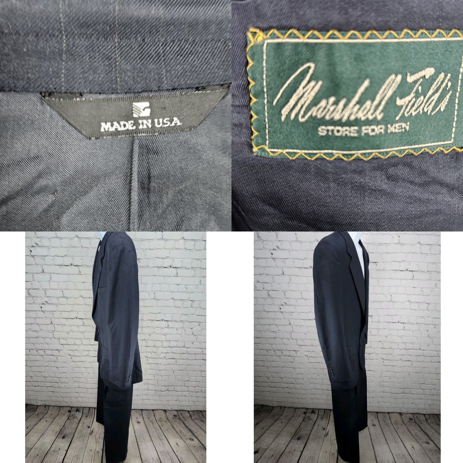 Vintage VTG Colours By Alexander Julian Navy Pinstriped Suit 2 Button Notch USA 40 33x32 Shirt Size 40R - 10 Thumbnail