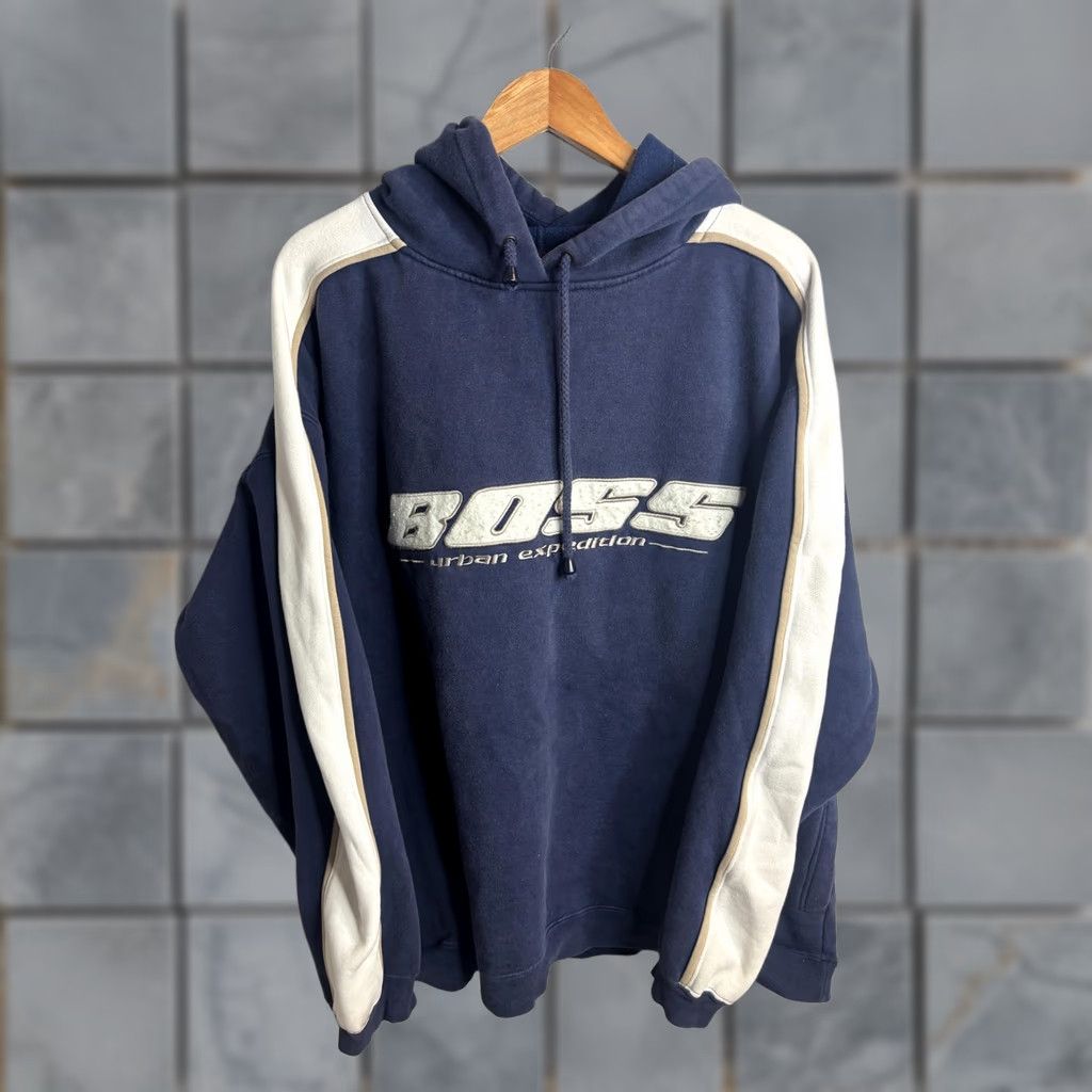 Vintage Boss Hoodie Mens 2XL Blue Urban Expedition Logo Pullover Fleece Sweatshirt Size US XXL / EU 58 / 5 - 1 Thumbnail