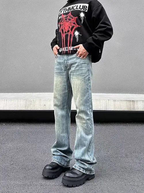 VIBE Vintage Textured Washed and Aged Micro Flare Jeans Size US 30 / EU 46 - 1 Thumbnail
