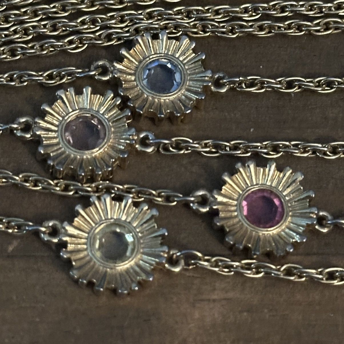 Vintage Vintage long gold tone stationed rhinestone flower necklace Size ONE SIZE - 3 Thumbnail