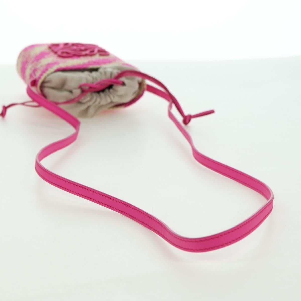 Loewe Loewe Anagram Raffia Shoulder Bag Pink Size ONE SIZE - 8 Thumbnail