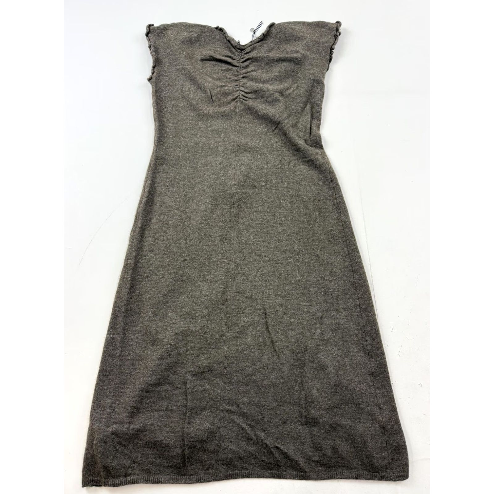 Vintage Knitted & Knotted Sweater Dress Womens S Short Cap Sleeve Brown Knit Ruffle Pullover Casual Fall Winter Size S / US 4 / IT 40 - 7 Thumbnail
