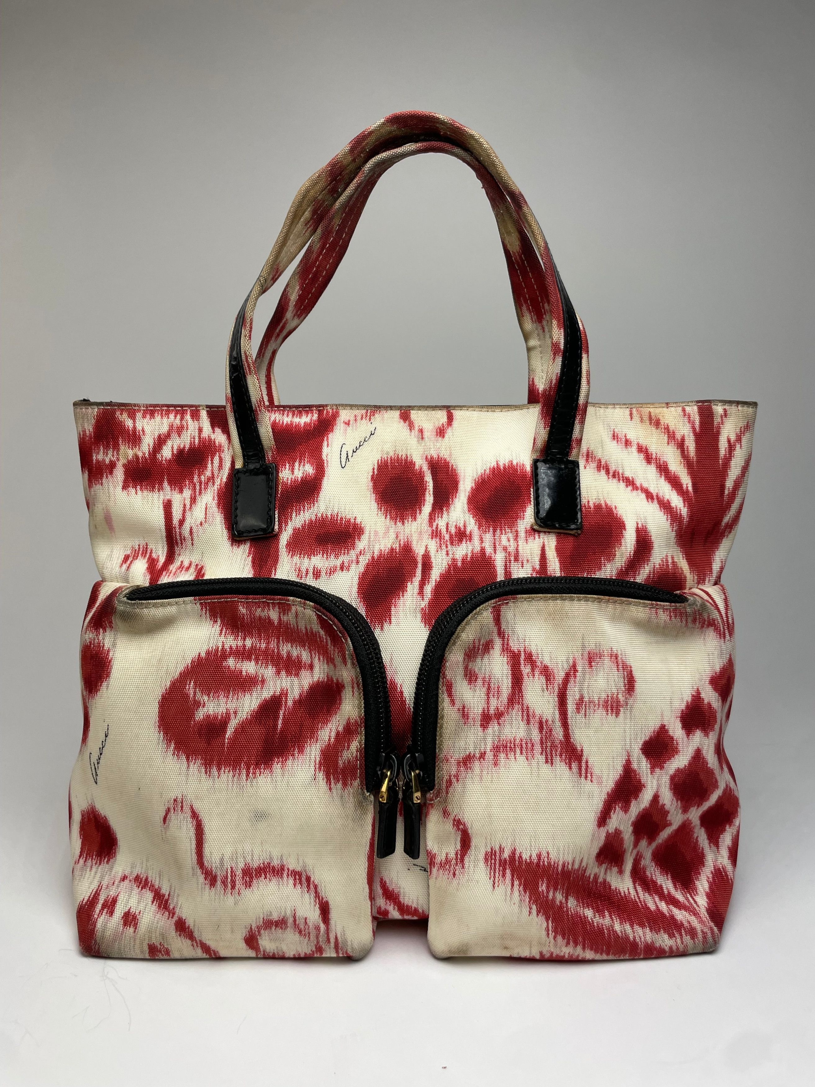 Gucci Vintage Abstract Handbag White Red Size ONE SIZE - 1 Thumbnail