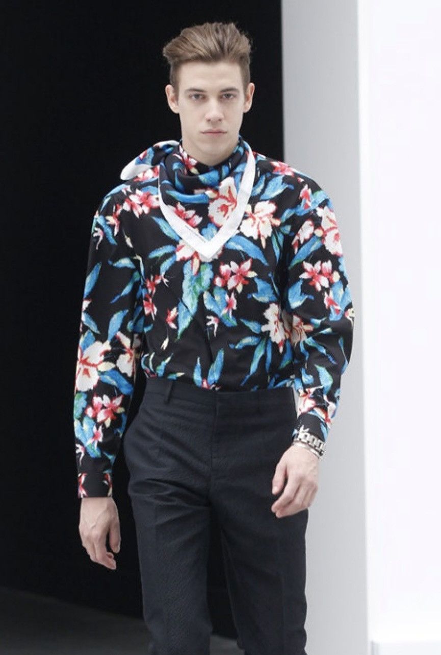 Balenciaga Balenciaga Paris SS13 Floral Cotton Shirt & Scarf Size US M / EU 48-50 / 2 - 2 Thumbnail