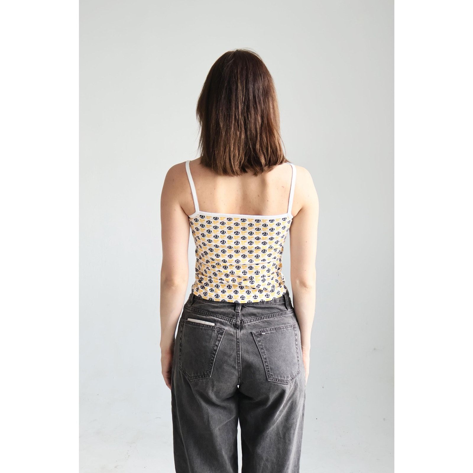 Courreges Vintage Courrèges Yellow + Navy 21 Logo Cotton Tank Size XS / US 0-2 / IT 36-38 - 4 Thumbnail