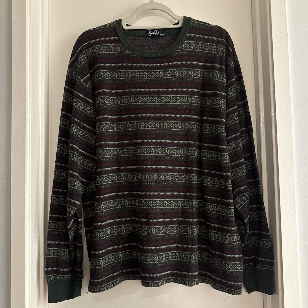 Polo Ralph Lauren Polo Ralph Lauren Winter Pattern Vintage L/S Tee Size US L / EU 52-54 / 3 - 1 Thumbnail