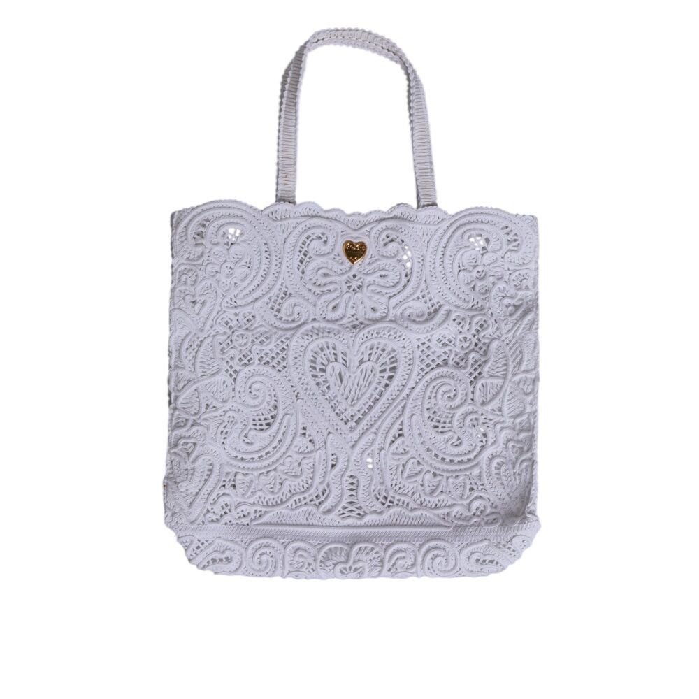 Dolce & Gabbana White Cordonetto Lace Beatrice Tote Shopping
