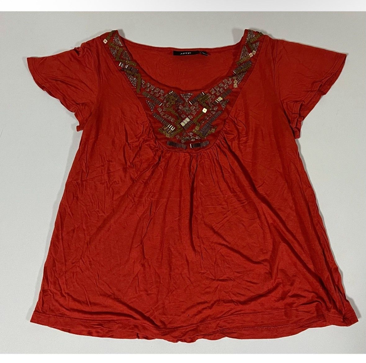 Apt. 9 Apt. 9 Beaded Y2K Short Sleeve Shirt Top Blouse Tee Size M ✨ Size M / US 6-8 / IT 42-44 - 2 Thumbnail