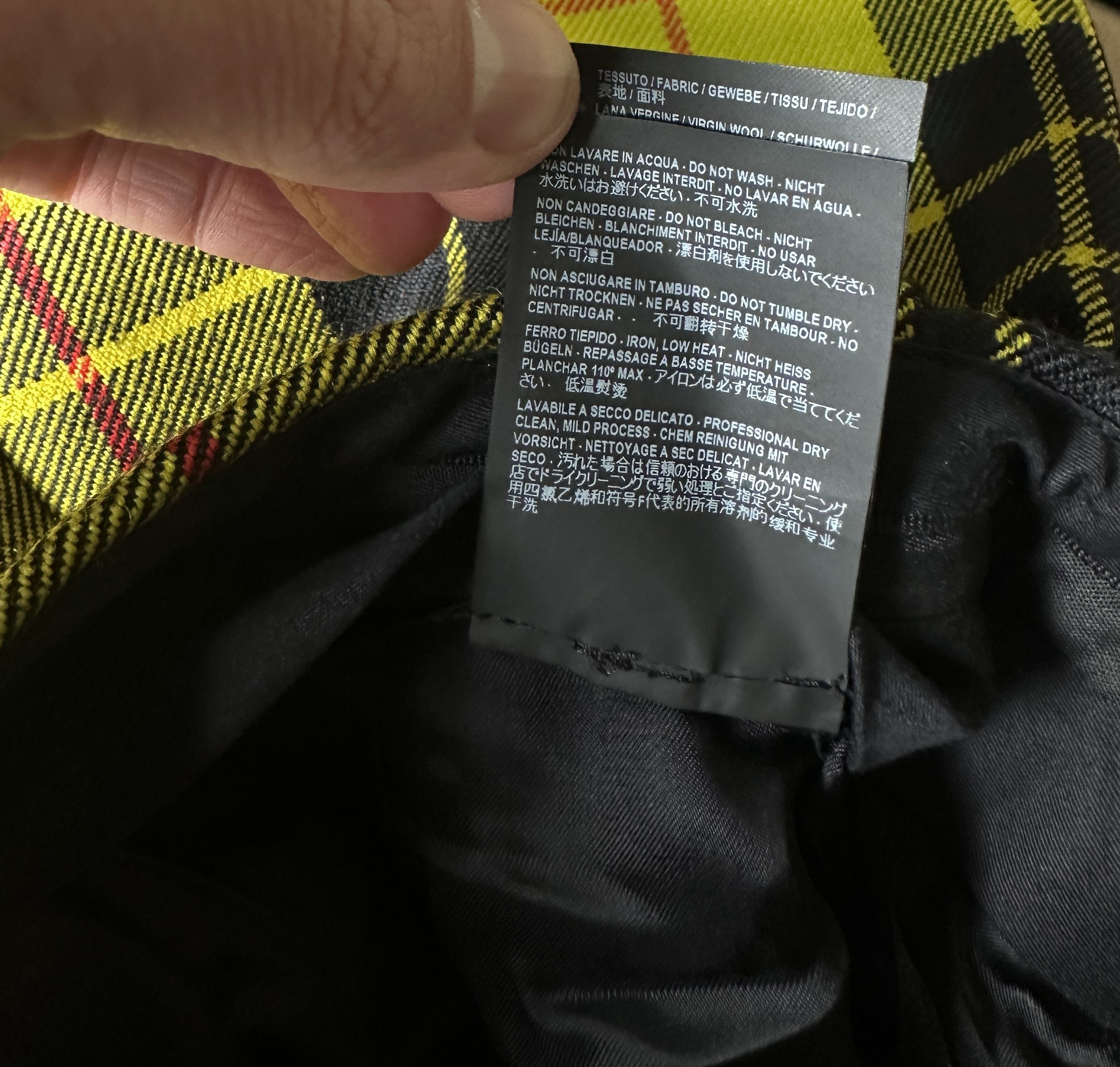 Balenciaga Yellow & Black Tartan Wool Straight-Leg Pants Size 26" / US 2 / IT 38 - 7 Thumbnail