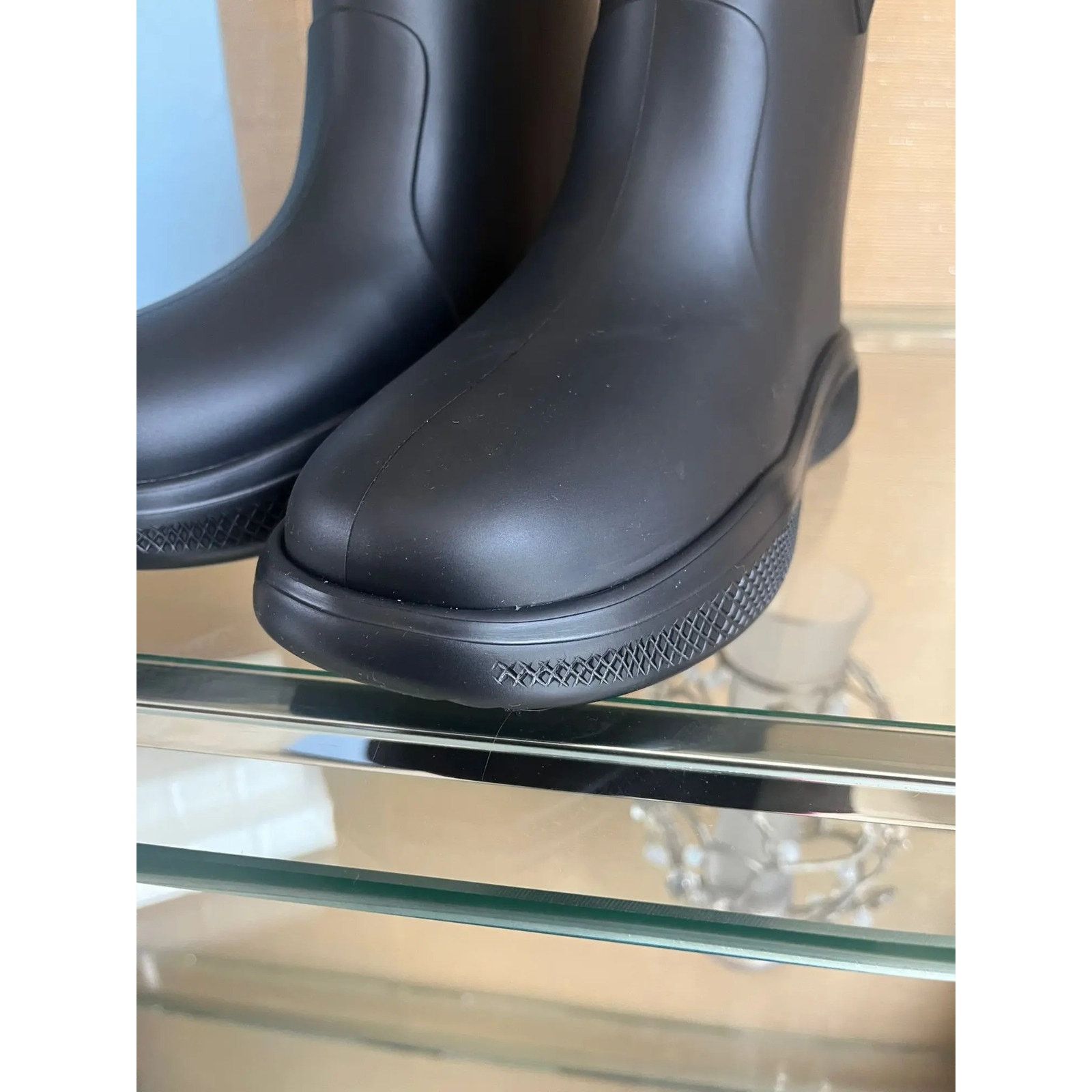 Prada Triangle Stamp Logo Rain Boots in Black Size US 10 / IT 40 - 11 Thumbnail