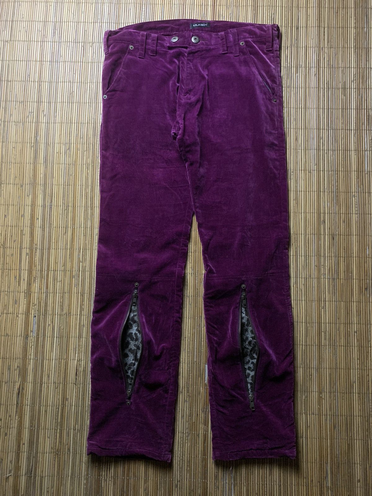 20471120 × Beauty Beast × Japanese Brand Milkboy Velvet Purple Zip Pants Size US 31 - 1 Thumbnail
