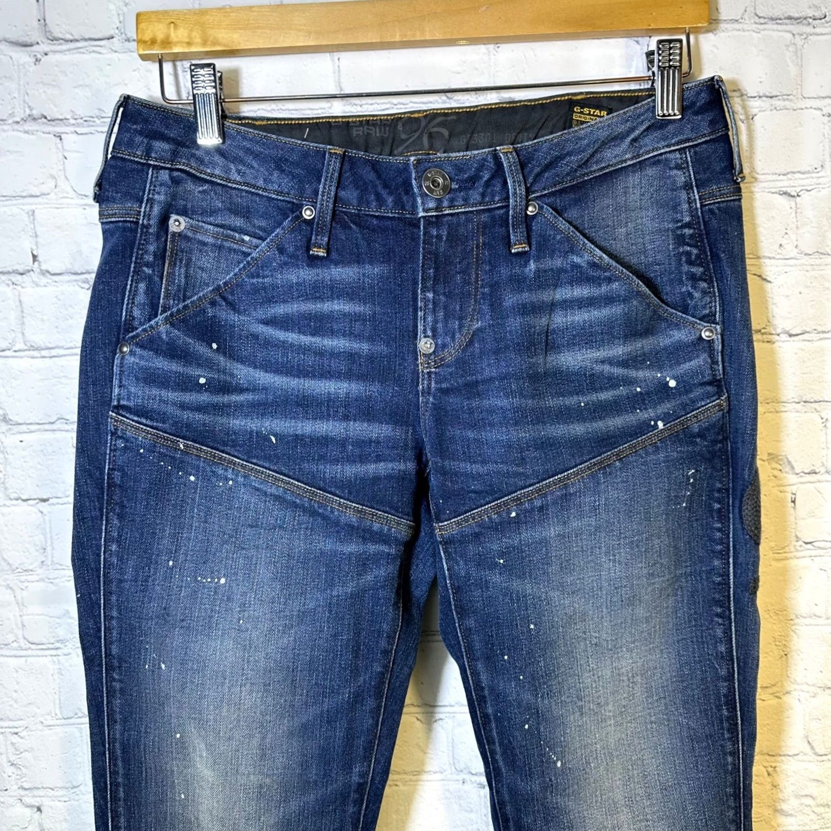 Vintage G-Star Raw 5620 Heritage Jeans Dark Wash Paint Splatter Womens Jeans Slim Motorcycle Grunge 27 Womens Size 27" / US 4 / IT 40 - 2 Thumbnail