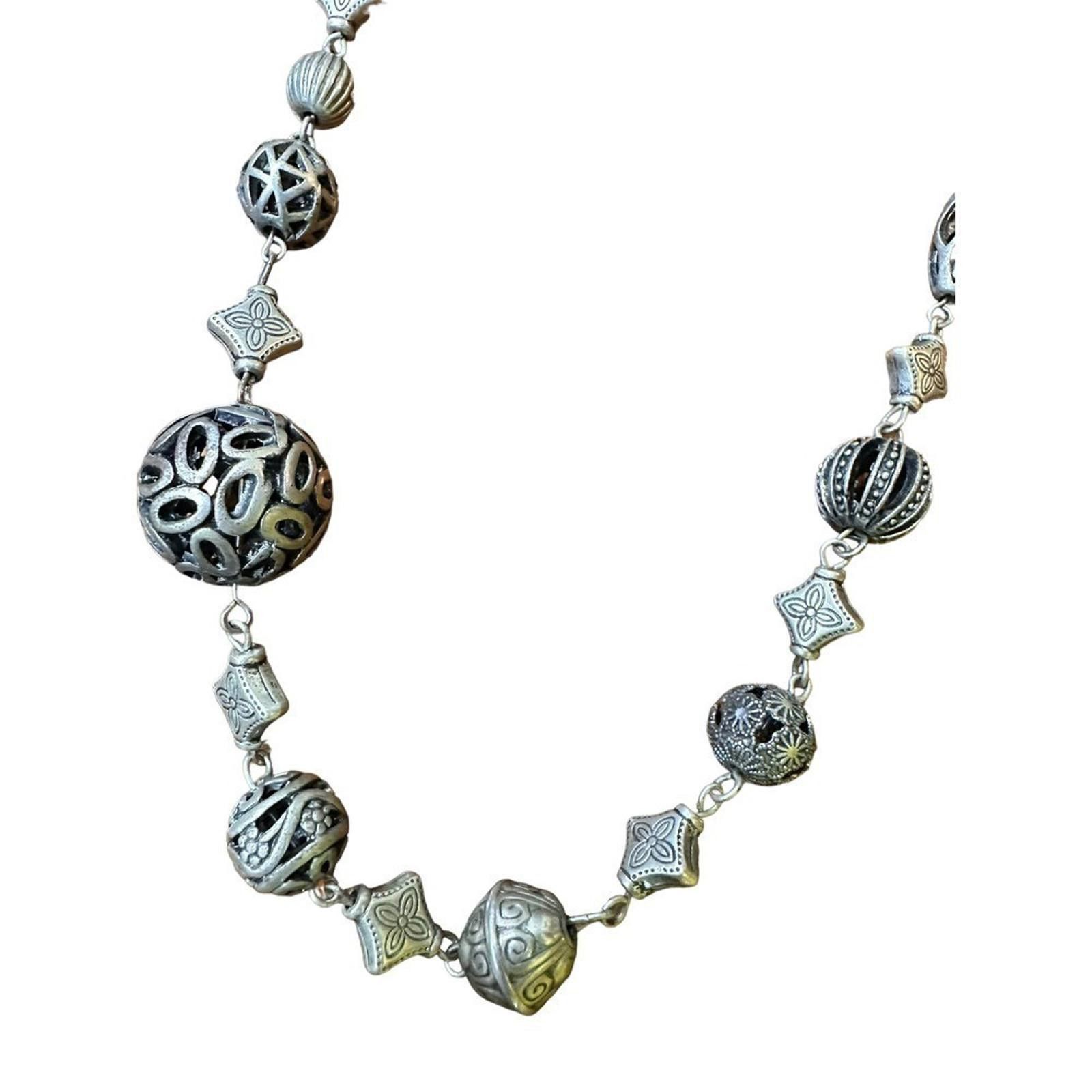 Vintage Vintage Silver Tone Fancy Beaded Necklace Size ONE SIZE - 3 Thumbnail