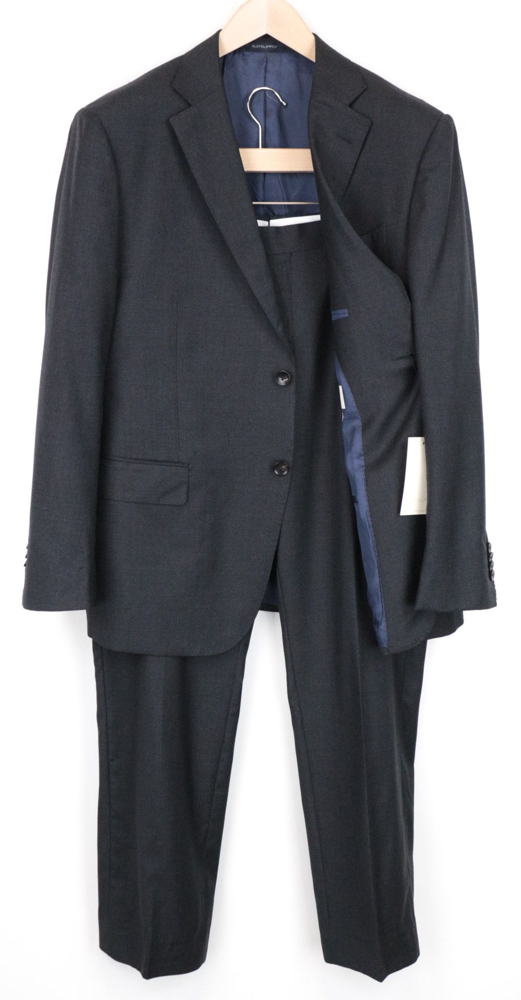 image of Suitsupply Napoli Uk44S Grey Notch Lapel Wool Suit 68415, Men's