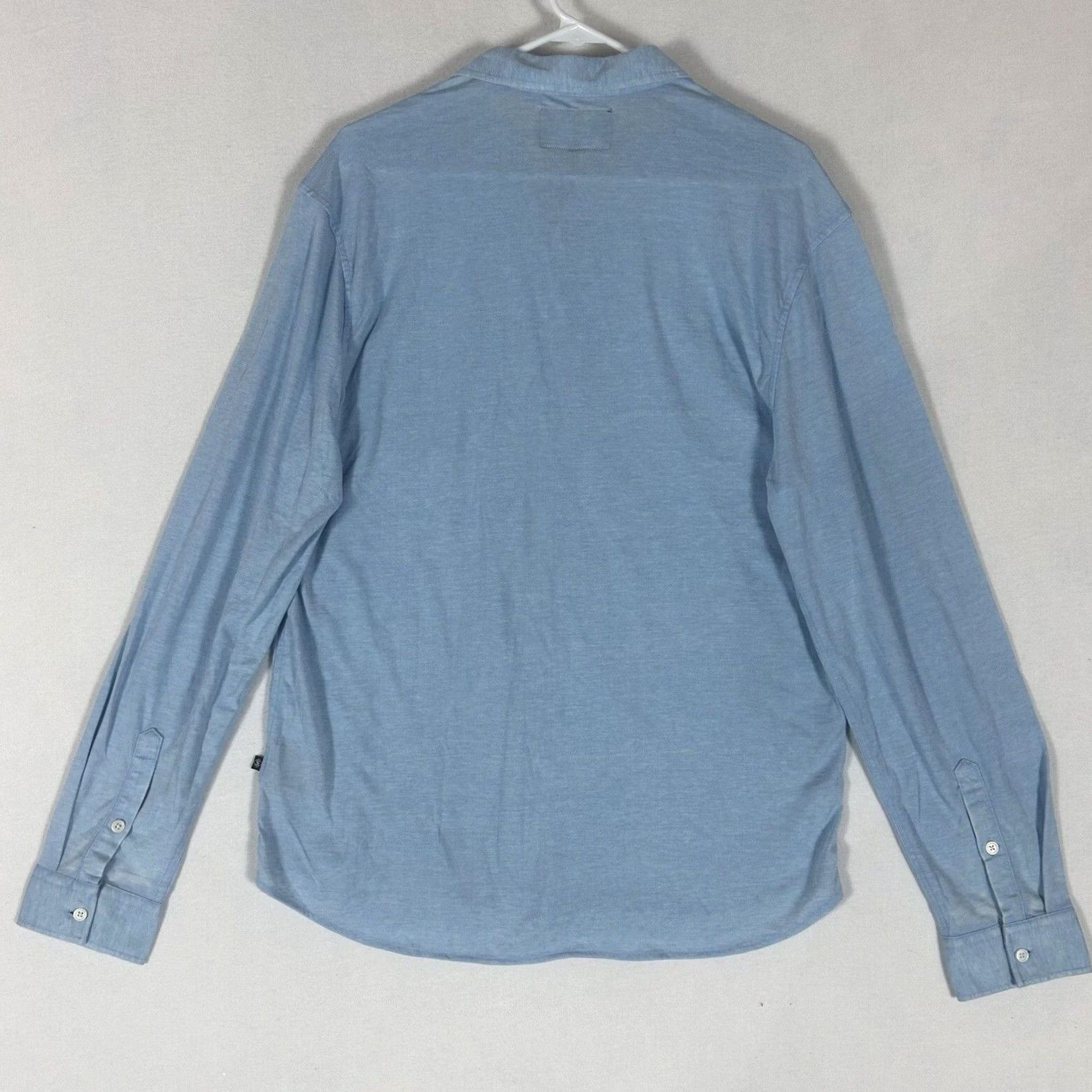 Vintage VINTAGE Indigo Star Shirt Men L Knit L/S Button-Down Burnout Indigo Star Shirt Men L Gray Solid Stars Knit Cotton Polyester Button-Up Long Sleeve Mens Size US L / EU 52-54 / 3 - 7 Thumbnail