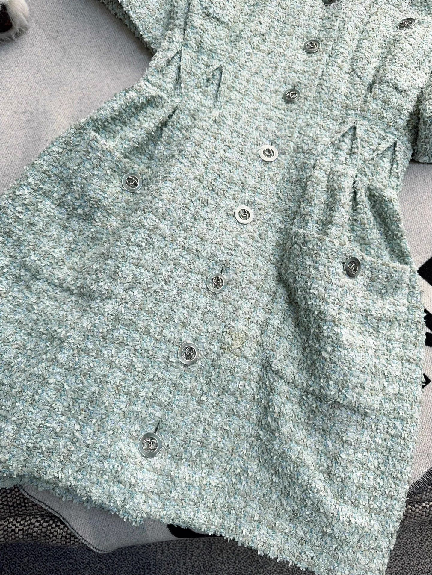 Chanel Chanel 20P Mint Green Tweed Short Sleeve Woven Dress 38 Size S / US 4 / IT 40 - 8 Thumbnail