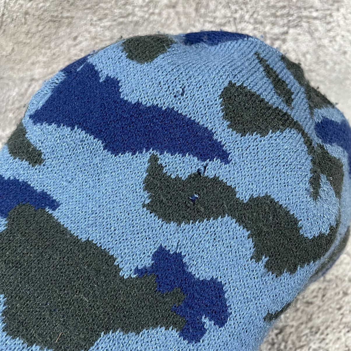 Vintage Vintage 90s Camo Knit Beanie Blue Black Mohair Knit Punk OS Size ONE SIZE - 4 Thumbnail