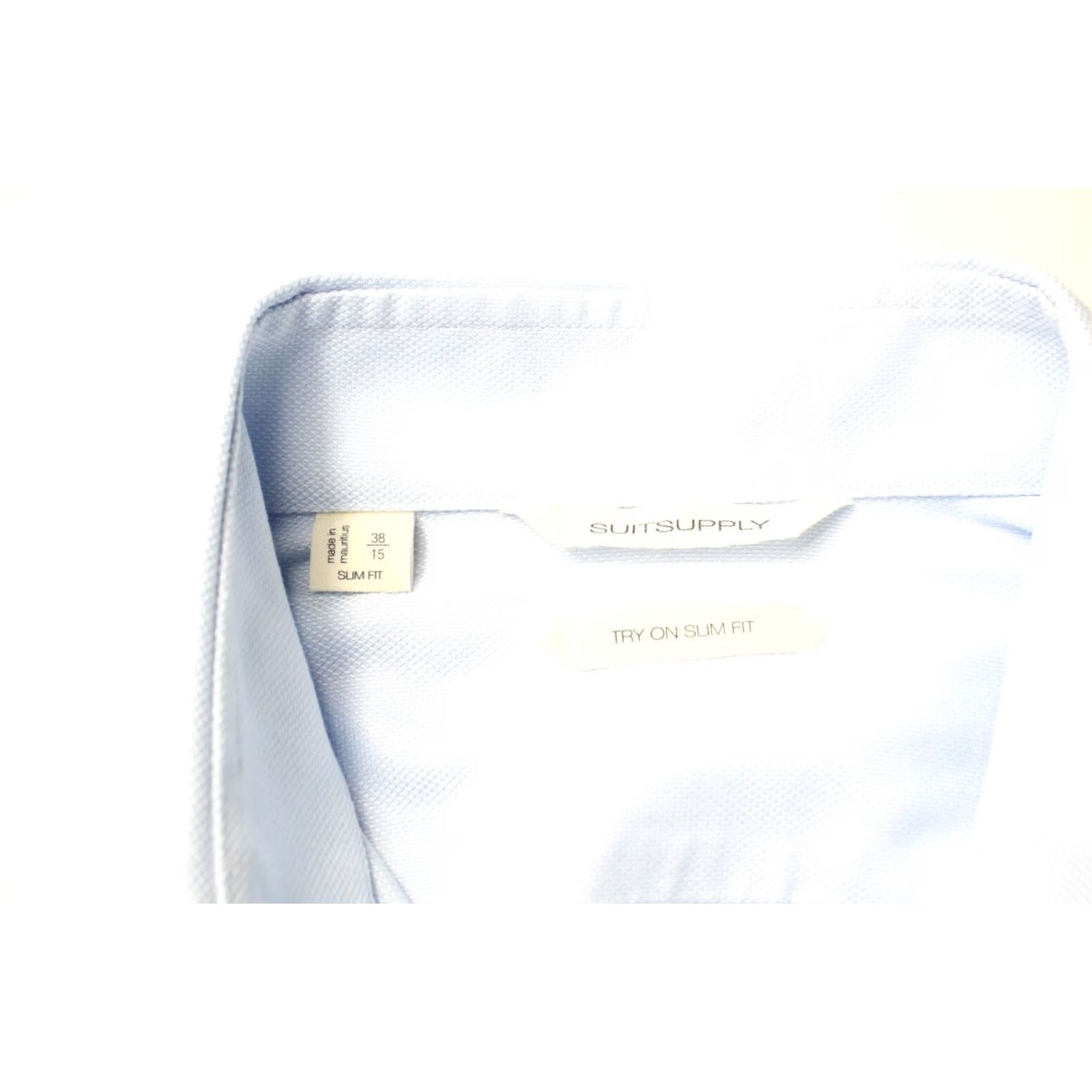 Suitsupply SUITSUPPLY Shirt Men's Blue Slim Fit Formal Cutaway Collar 38/15 Size 38R - 7 Thumbnail