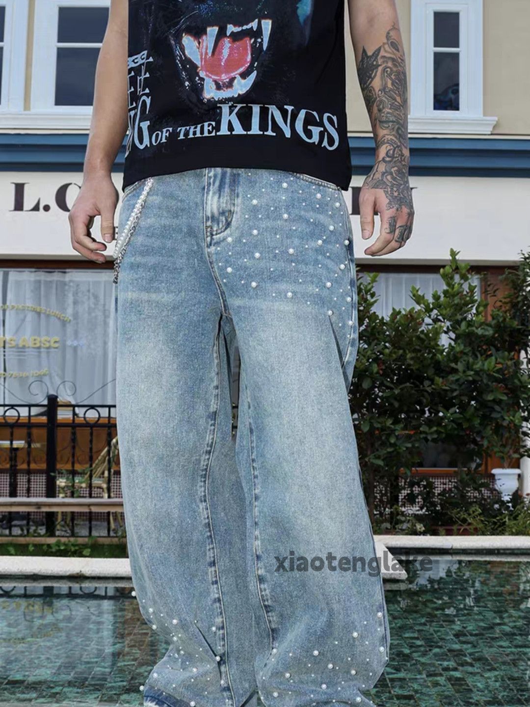Vintage Custom washed faded loose baggy skate hiphop jeans Size US 34 / EU 50 - 2 Thumbnail