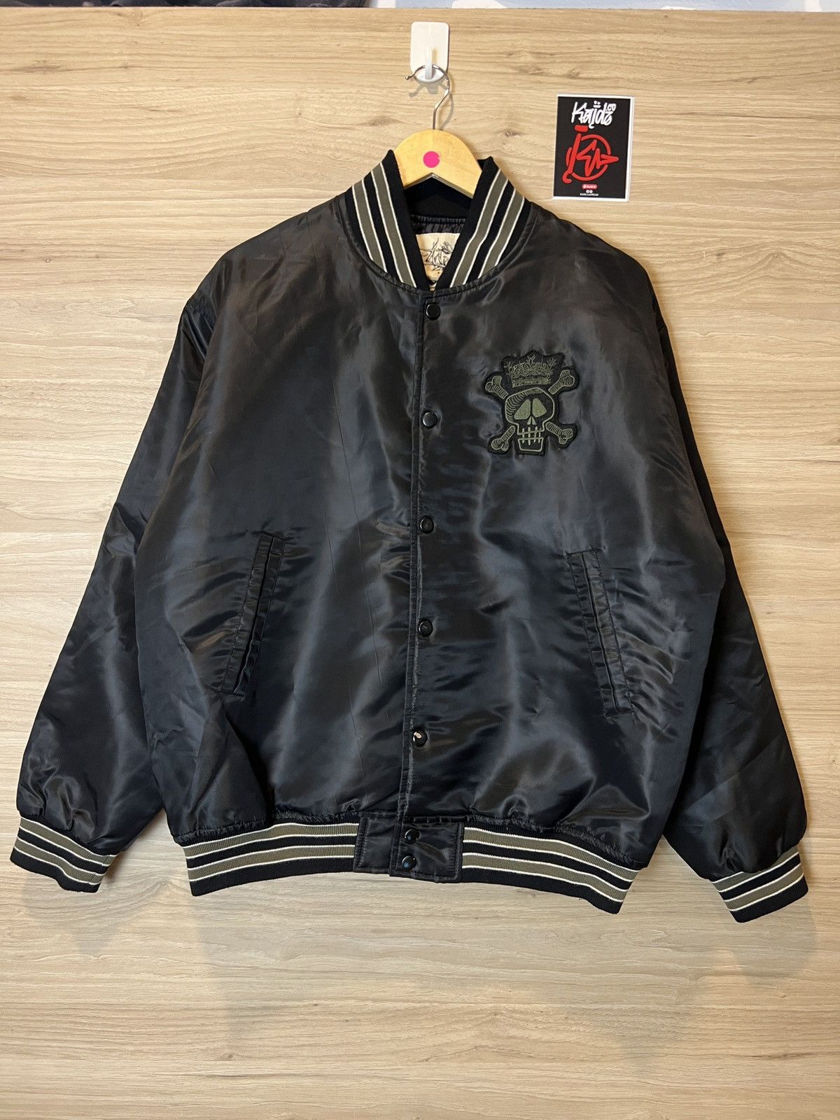 Stussy Stussy Ghost Logo Canvas Varsity Jacket Red | Grailed