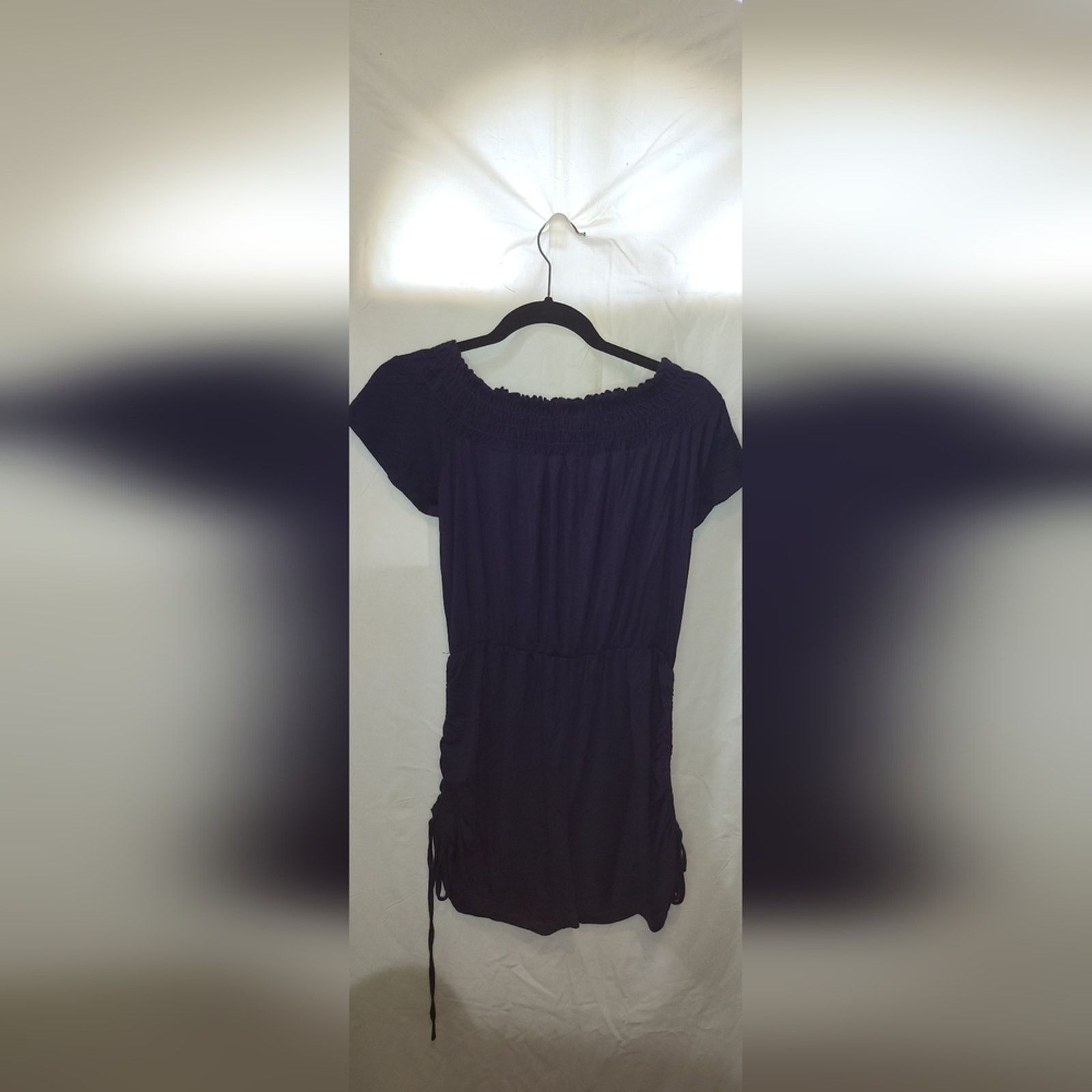 Other Privy Navy Off Shoulder Romper w/ Drawstring Sides M Size 32" / US 10 / IT 46 - 2 Thumbnail