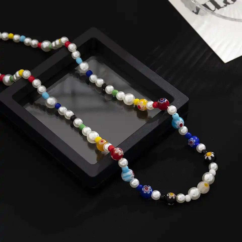 Designer × Jewelry Colorful Glass Crystal Beads Pearl Necklace Size ONE SIZE - 4 Thumbnail