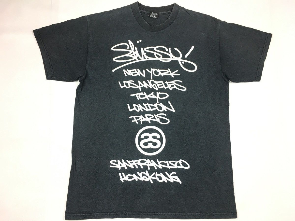Stussy × Vintage 90s Stussy World Tour Fuzzy Double Sided Printed Size US M / EU 48-50 / 2 - 1 Thumbnail