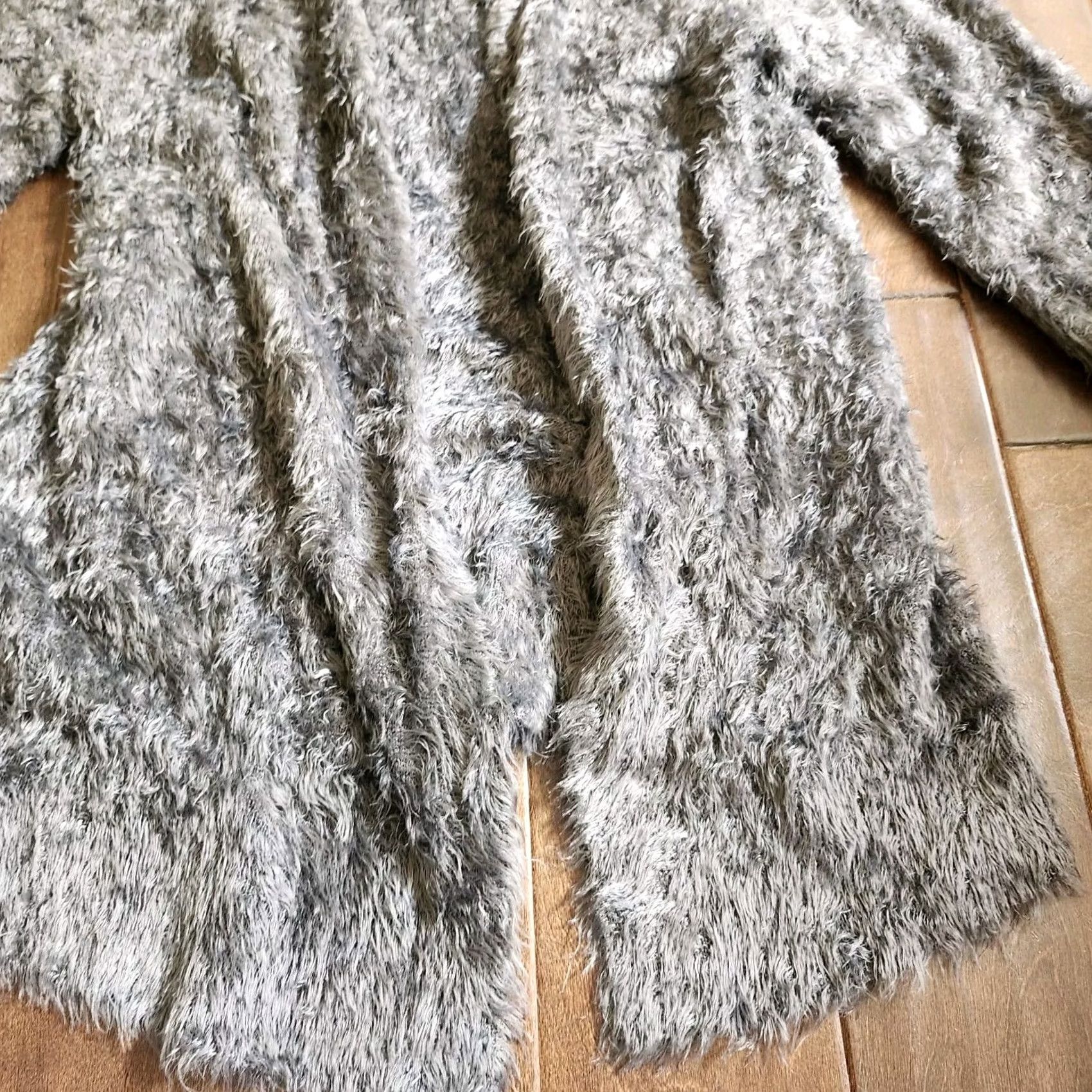Sears Simply Styled By Sears Women's Cardigan Gray Open Front Fur Knit Coat M 90s Womens Size M / US 6-8 / IT 42-44 - 7 Thumbnail