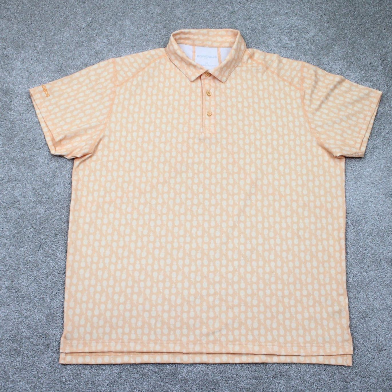 Bonobos Bonobos Polo Shirt Mens XL Orange/White Geometric Regular Fit S/S Pullover Shirt Size US XL / EU 56 / 4 - 2 Thumbnail