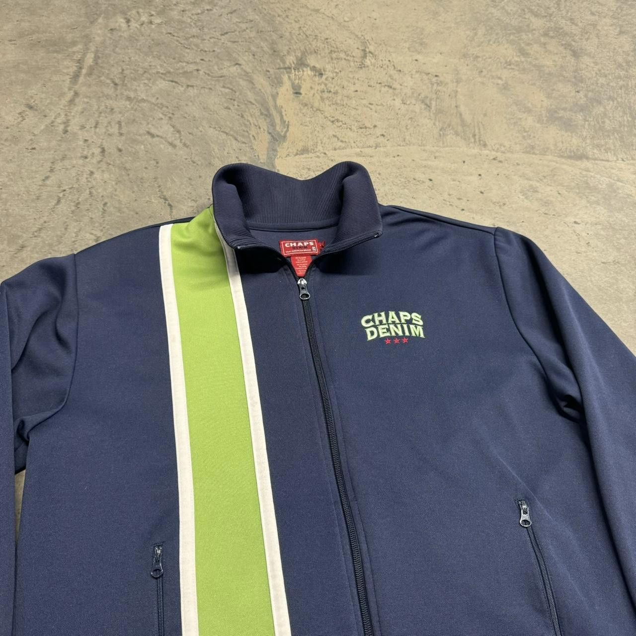 Chaps × Vintage VTG Y2K Chaps Denim Striped Zip Up Track Jacket Size US L / EU 52-54 / 3 - 2 Thumbnail