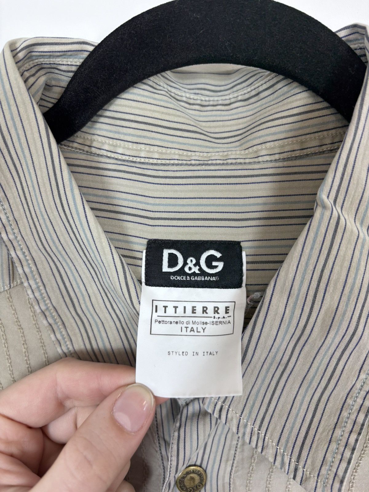 Dolce & Gabbana Dolce & Gabbana Vintage Men’s Beige Striped Button Up Shirt Size US XL / EU 56 / 4 - 15 Thumbnail