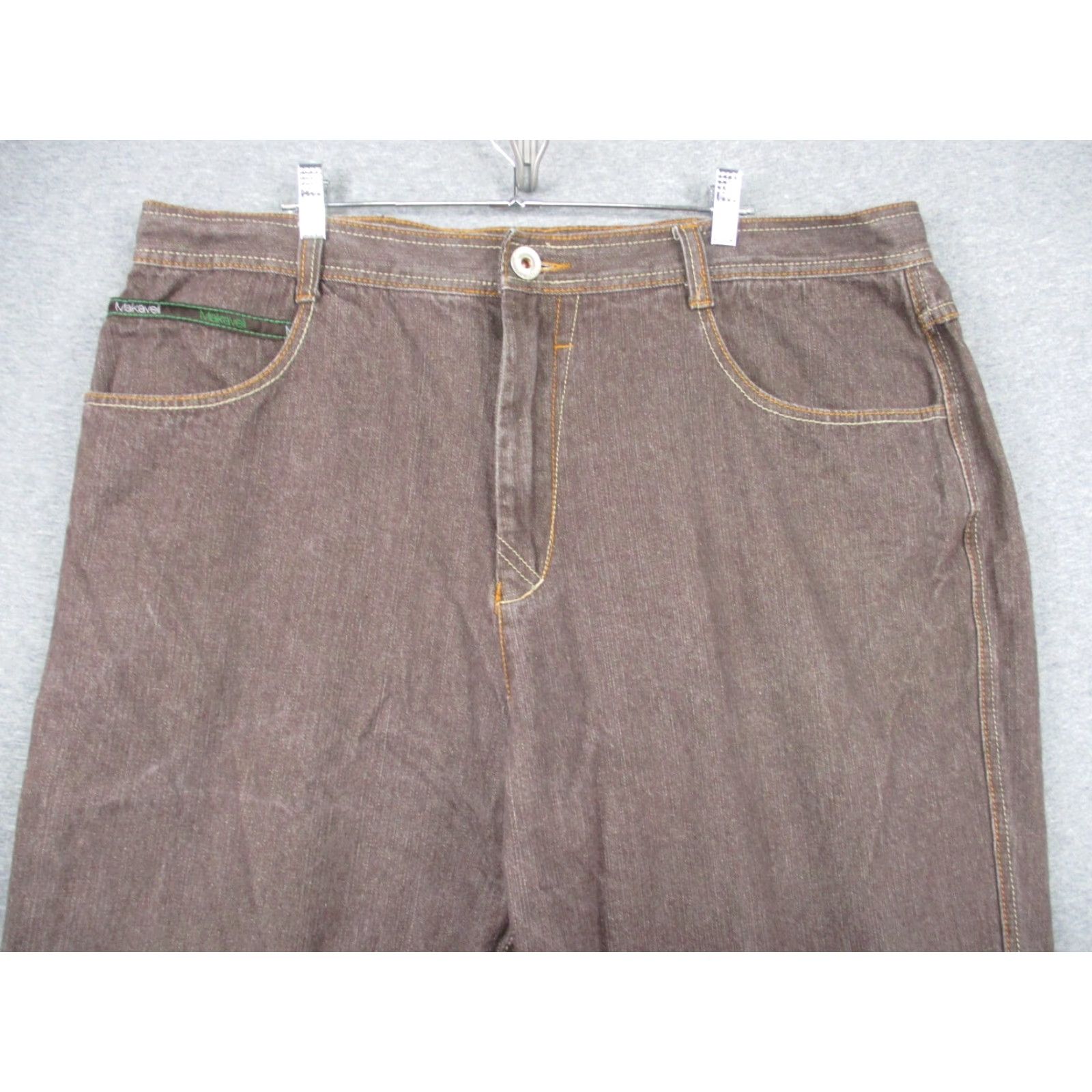 Vintage Vintage Makaveli Branded Jeans 42 Tupac Shakur Hip Hop Wide Leg Grunge Baggy Jeans Size 42 Brown Mens Regular 5-Pocket Denim Cotton Logo Belt Loops Size US 42 / EU 58 - 3 Thumbnail
